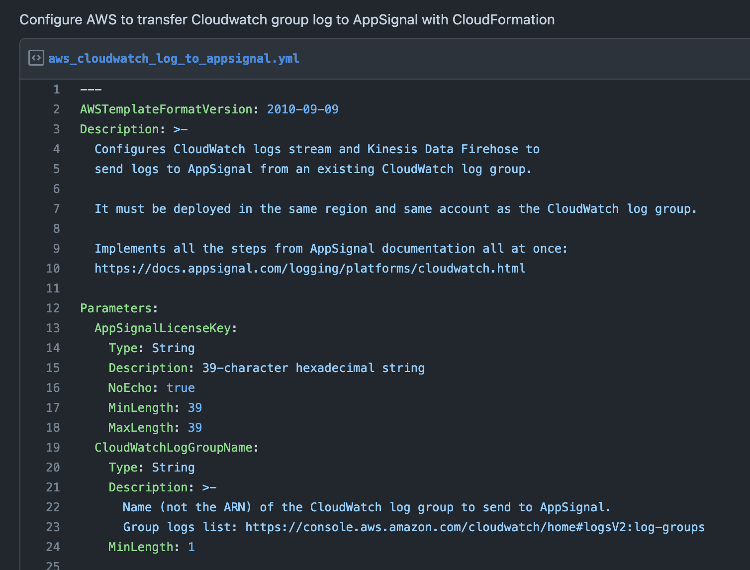 AppSignal logs from AWS CloudWatch: CloudFormation template!